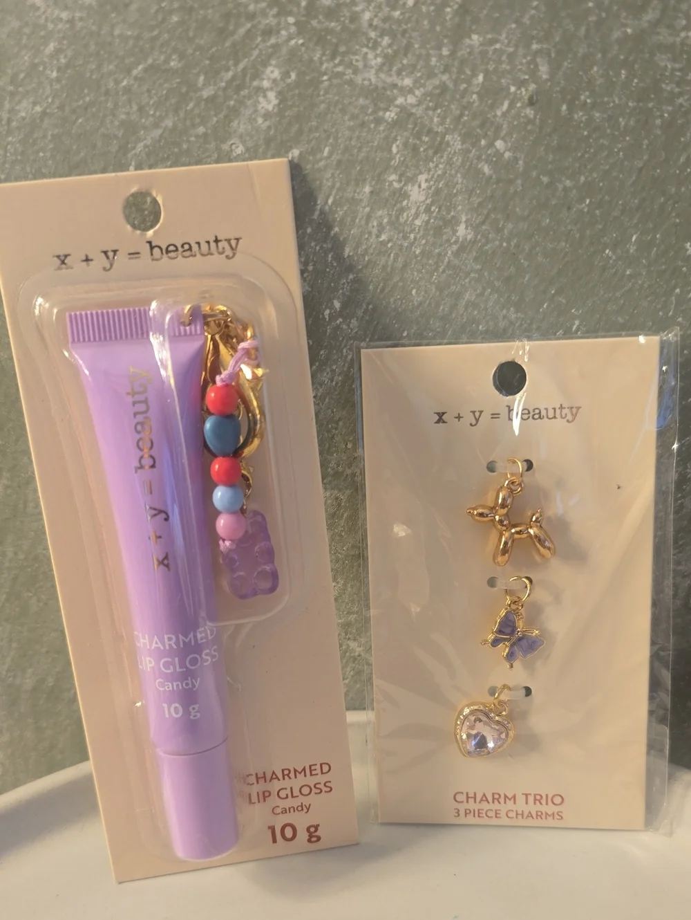 Charmed Lip Gloss Candy with Gummy Bear Charm & 3 Additional Charms New